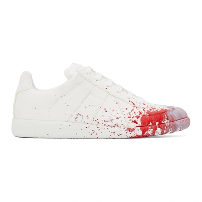 Shop Maison Margiela White & Red Paint Drop Replica Sneakers In H8682 White / Varian