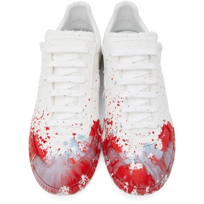 Shop Maison Margiela White & Red Paint Drop Replica Sneakers In H8682 White / Varian