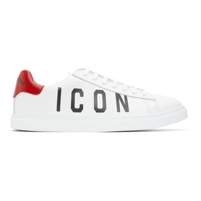 Shop Dsquared2 White & Black 'icon' New Tennis Sneakers In M536 White+black+red