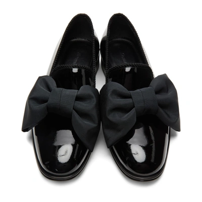 Shop Alexander Mcqueen Black Patent Bow Loafers In 1069 Black