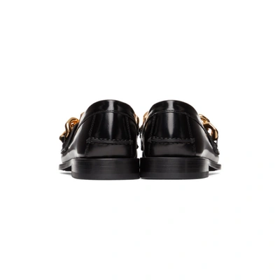 Shop Versace Black Leather Medusa Chain Loafers In Kvo41 Blkgl