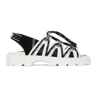 Shop Fendi Black & White Ff Vertigo ' Force' Sandals In F1ec6 Bckw