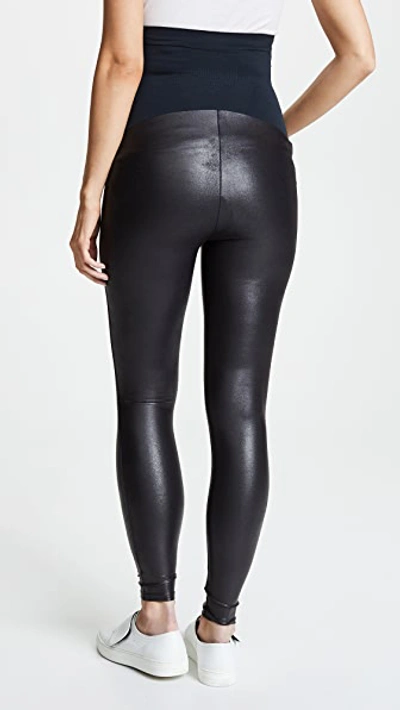 Shop Spanx Mama Faux Leather Leggings Very Black