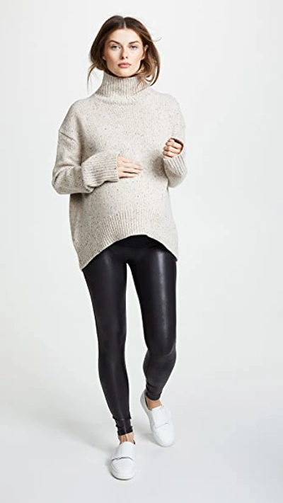 Spanx Plus-size Mama Maternity Faux Leather Leggings In Very Black