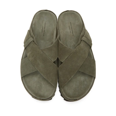 Shop Officine Creative Green Suede Agorà 3 Sandals In D393 Milita