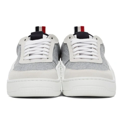 Shop Thom Browne Grey Flannel Basketball Low Sneakers In 055 Ltrey