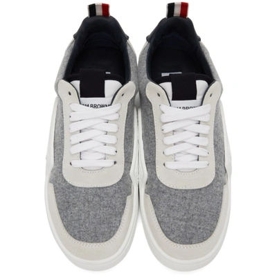 Shop Thom Browne Grey Flannel Basketball Low Sneakers In 055 Ltrey