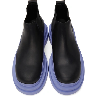 Shop Bottega Veneta Black & Blue Low 'the Tire' Chelsea Boots In 1278 Bl Pw