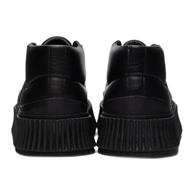 Shop Jil Sander Black Leather Platform Sneakers In 001 - Black