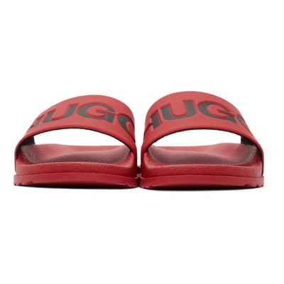 Shop Hugo Red Match Slide Sandals In 606 Dark Red