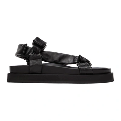 Shop Jil Sander Black Sheepskin Sandals In 001 Black