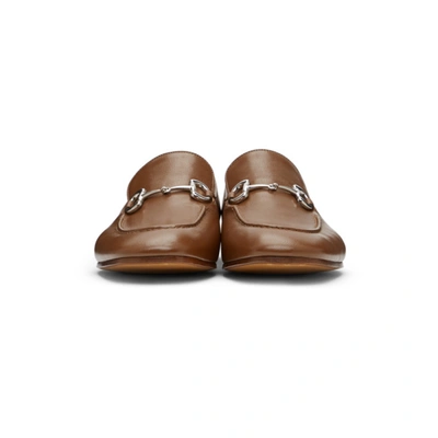 Shop Gucci Tan Leather Horsebit Loafers In 2835 Noccio