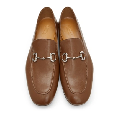 Shop Gucci Tan Leather Horsebit Loafers In 2835 Noccio