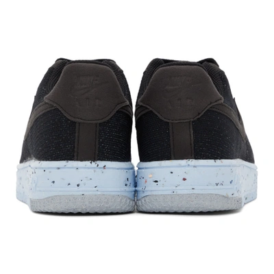 Shop Nike Black Air Force 1 Crater Flyknit Sneakers In Black/blue