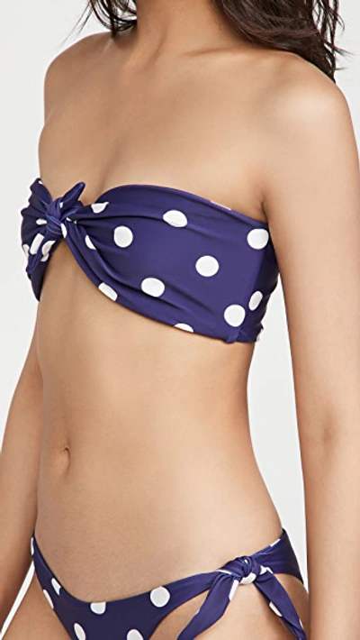 Shop Mikoh Takume Bikini Top In Navy Polka Dot