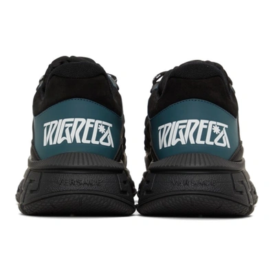 Shop Versace Black Barocco Trigreca Sneakers In 6b370 Multi