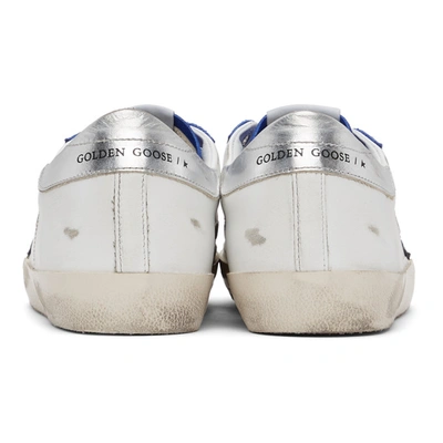 Shop Golden Goose White & Blue Suede Superstar Sneakers In White/royal