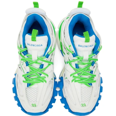 Shop Balenciaga White & Green Track Sneakers In 9034 Whgrn