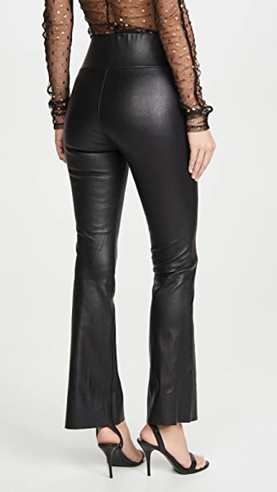 Sprwmn Crop Flare Embossed Leather Leggings In Black