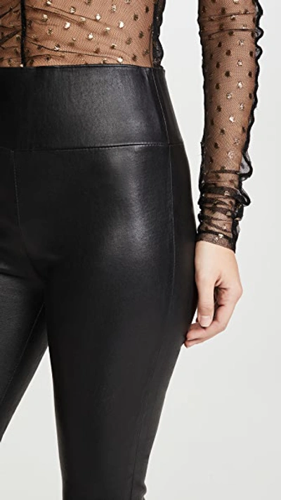 Sprwmn Crop Flare Embossed Leather Leggings In Black