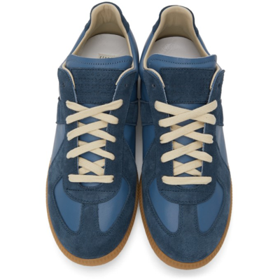 Shop Maison Margiela Navy Replica Sneakers In H8865 Ming / Atlanti