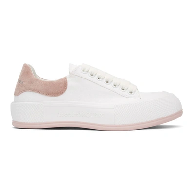 Shop Alexander Mcqueen White & Pink Deck Plimsoll Sneakers In 9353 Whi/bl