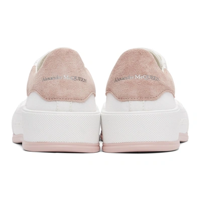Shop Alexander Mcqueen White & Pink Deck Plimsoll Sneakers In 9353 Whi/bl