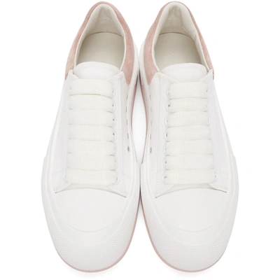 Shop Alexander Mcqueen White & Pink Deck Plimsoll Sneakers In 9353 Whi/bl