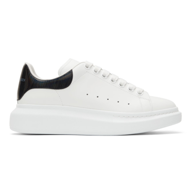 Shop Alexander Mcqueen White & Black Iridescent Oversized Sneakers In 9061 White/black