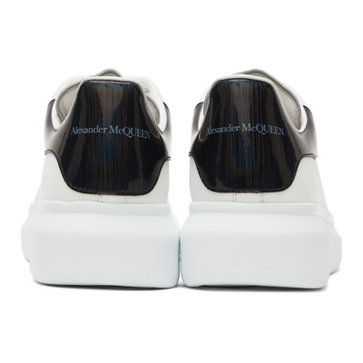 Shop Alexander Mcqueen White & Black Iridescent Oversized Sneakers In 9061 White/black