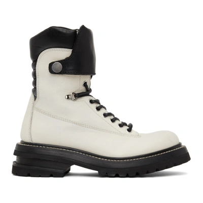 Shop Adyar Ssense Exclusive White Tanker Boot In Ivory/black