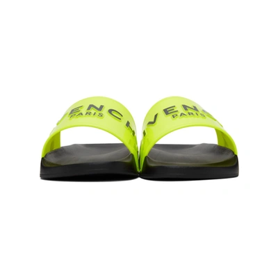 Shop Givenchy Yellow Logo Flat Sandals In 734 Fluo Ye