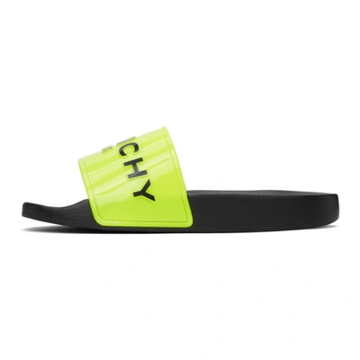 Shop Givenchy Yellow Logo Flat Sandals In 734 Fluo Ye