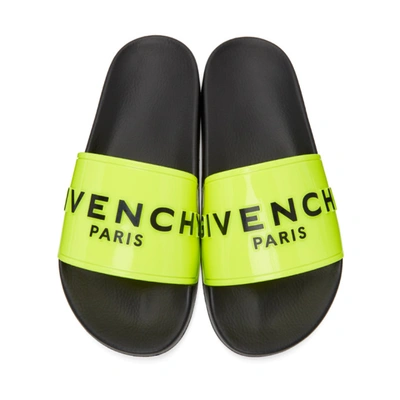 Shop Givenchy Yellow Logo Flat Sandals In 734 Fluo Ye