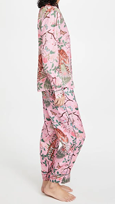 Karen Mabon Tiger Blossom Pajama Set In Orange