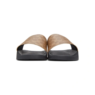 Coach Pool Slide In Signature Canvas In Black