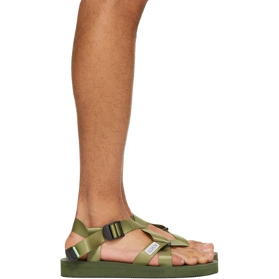 Shop Suicoke Green Chin2-ca Sandals In Olive