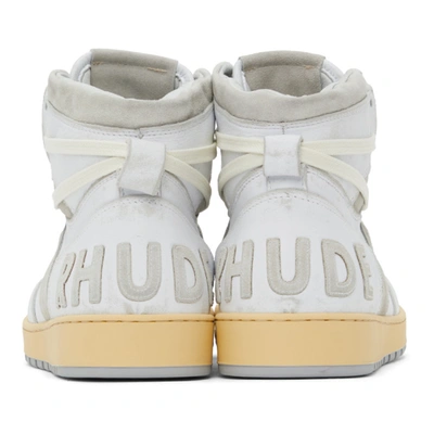 Shop Rhude White & Grey Rhecess Hi Sneakers In White/grey