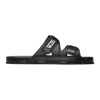 Shop Gcds Black Rubber Slider Sandals In 02 Black