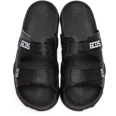 Shop Gcds Black Rubber Slider Sandals In 02 Black