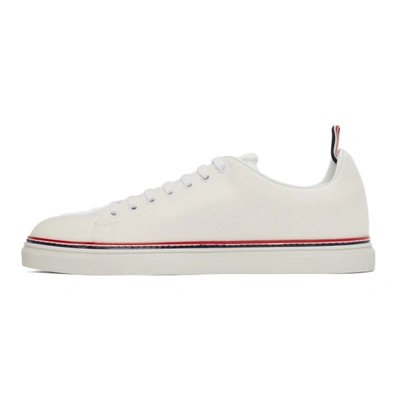 Shop Thom Browne White Canvas Tennis Sneakers In 100 White