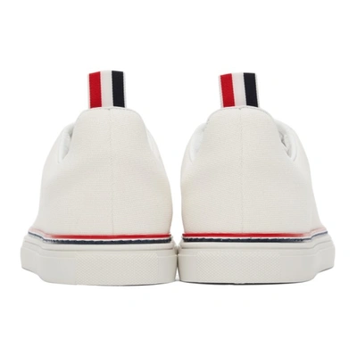 Shop Thom Browne White Canvas Tennis Sneakers In 100 White