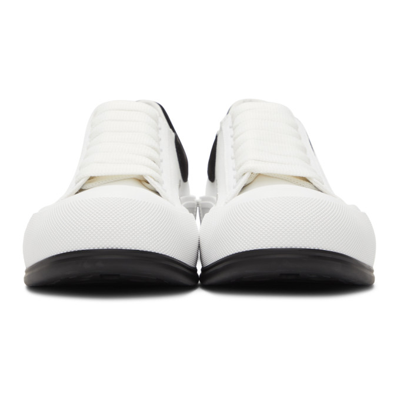 Shop Alexander Mcqueen White & Black Deck Plimsoll Sneakers In 9061 Whi/blk/whi/blk