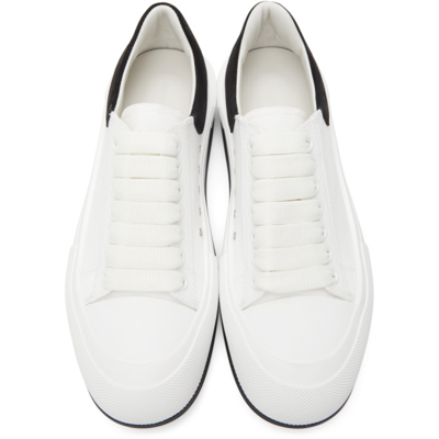 Shop Alexander Mcqueen White & Black Deck Plimsoll Sneakers In 9061 Whi/blk/whi/blk