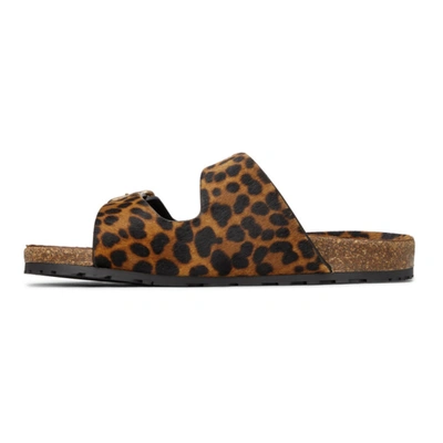 Shop Saint Laurent Brown Leopard Fabrice Sandals In 2094 Manto Naturale