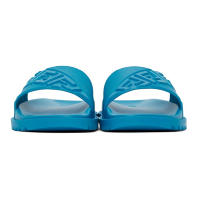 Shop Fendi Blue Rubber Ff Slides In F1e4p Blue