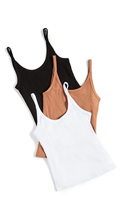 Shop Z Supply Casa Rib Tank Pack In Black/white/vintage Brown