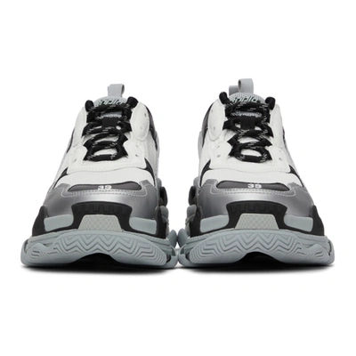 Shop Balenciaga White & Silver Triple S Sneakers In 1250 Grey