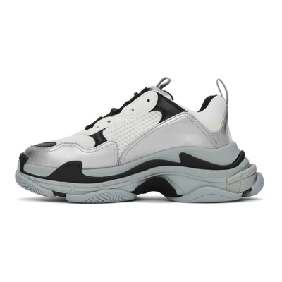 Balenciaga White & Silver Triple S Sneakers In Grey/ Dark Grey/ Black |  ModeSens