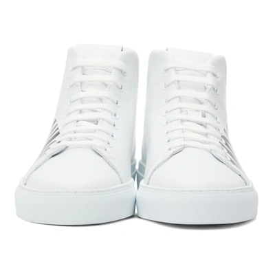 Shop Moschino White Logo High Sneakers In 100 Bianco